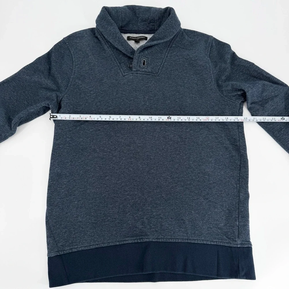Banana Republic Men's M Blue Shawl Collar Pullover Sweatshirt Sweater Fall
